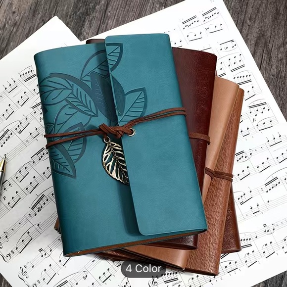 Leather Journal Leaf Pattern - Dark Brown - NWT - Picture 1 of 8